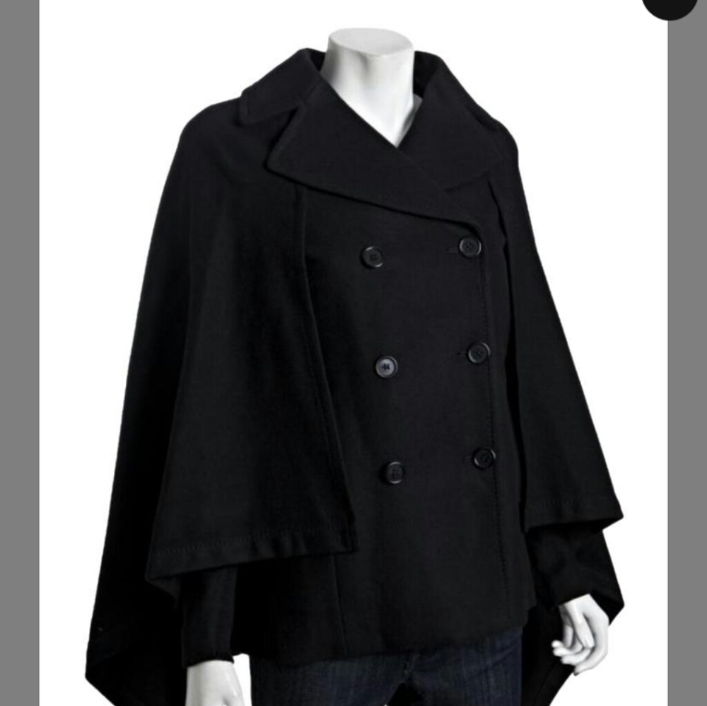 BCBGMaxAziria Black cape coat size small
